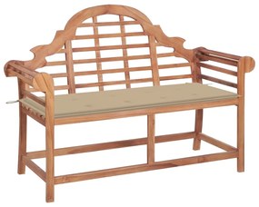 Záhradná lavička s béžovou podložkou 120 cm tíkový masív 3062238