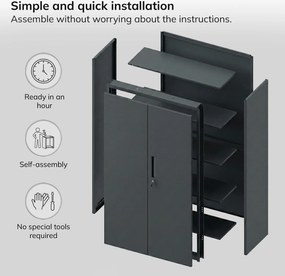 Kovová modulárna multifunkčná skriňa na podstavci antracitová MEGAN 1600 x 900 x 400 mm