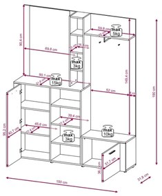 Predsieňová stena so zrkadlom KEVIN hnedá/biela