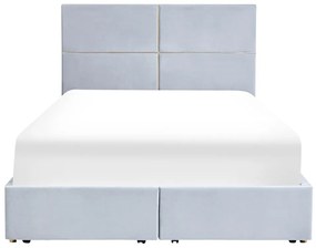 Zamatová posteľ s úložným priestorom 140 x 200 cm svetlosivá VERNOYES Beliani