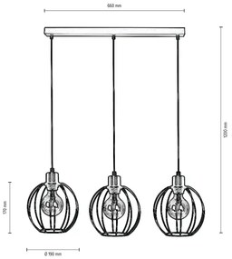 Spot-Light DO15659304 - Luster na lanku BERIS 3xE27/60W/230V