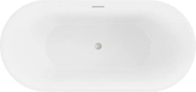 Mexen Luna, voľne stojaca vaňa 170 x 80 cm, biela, brúsená oceľ prepad, 52031708000-97