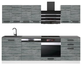 Kuchynská linka Belini Premium Full Version 240 cm šedý antracit Glamour Wood s pracovnou doskou SUSAN