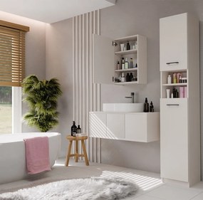 Závesná kúpeľňová skrinka so zrkadlom POLA 1DL kašmírová