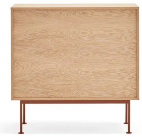 Tehlovočervená komoda v dubovom dekore so zásuvkami Teulat Yoko