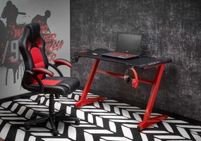 Herná stolička BERKEL – ekokoža, látka, čierna / červená
