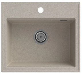 Sink Quality Ferrum New 5055, 1-komorový granitový drez 560x500x210 mm + chrómový sifón, béžová, SKQ-FER.5055.B.X