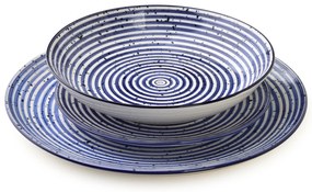Porcelánová sada 18 ks talířů STRIPES BLUE modrá