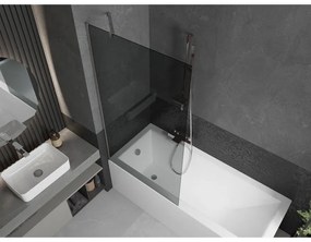 Mexen Next, vaňová zástena 1-krídlová 90 x 150 cm, fixné krídlo, 6 mm šedé sklo, chrómový profil, 895-090-000-00-40-01