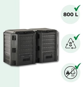 Prosperplast Záhradný kompostér COMPOGREEN, 800l, čierna