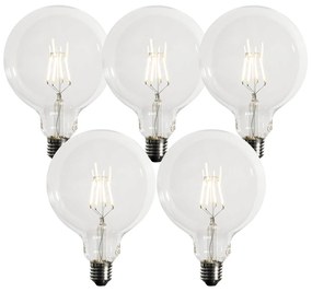 Sada 5 stmievateľných LED žiaroviek E27 G125 5W 450 lm 3000K