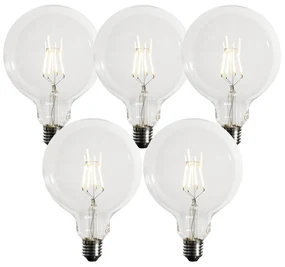 Sada 5 stmievateľných LED žiaroviek E27 G125 5W 450 lm 3000K