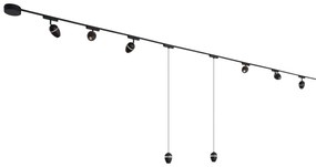Koľajnicový systém svietidiel s 6 reflektormi a 2 závesnými svietidlami, čierny, 1-fázový - Magnetic Eggy