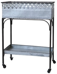 Zinkový antik kovový box na kvety na kolieskach - 63*35*85 cm
