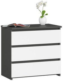 Komoda Cleania CL3 (grafit sivý + biela). Akcia -15%. Vlastná spoľahlivá doprava až k Vám domov. 1071244