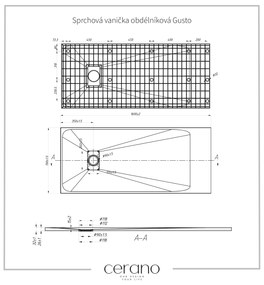 Cerano Gusto, obdĺžniková sprchová vanička 160x70x3 cm z minerálneho kompozitu, biela, CER-CER-414626