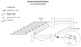 Eureka posteľ  „GABRIELA”  z prírodného dreva vrátane roštu tmavý lak 160 x 200