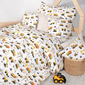 Goldea detské bavlnené obliečky - nákladné autá a bagre 140 x 200 a 70 x 90 cm
