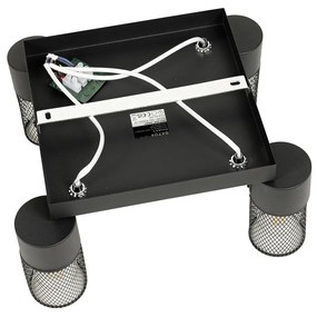 Priemyselné stropné bodové svetlo čierne 4-žiarovkové nastaviteľné - Jim