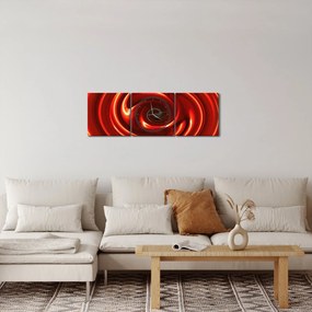 Abstraktný obraz - červená špirála (s hodinami) (90x30 cm)