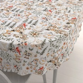 Biante Bavlnený oválny obrus Sandra SA-709 Zimná rozprávka zeleno-hnedá na bielom 60x100 cm