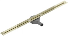 Mexen Flat Super Slim, super tenký odtokový žľab s 360° rotačným sifónom 80 cm, zlatá lesklá, 1551080