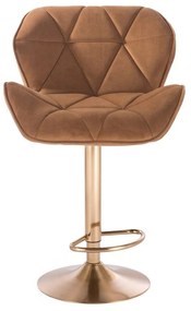 LuxuryForm DESIGN Barová stolička MILANO VELUR na zlatom tanieri - hnedá