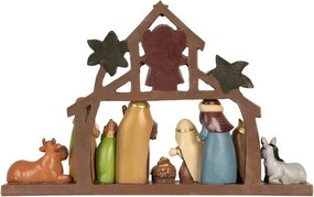Hnedá vianočná dekorácia Betlehem Nativity Scene - 32*5*20 cm