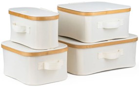 Úložný box G21 40 x 30 x 15 cm, bambusový s vekom, béžový
