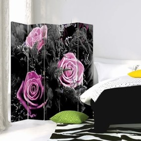 Ozdobný paraván Růže Květiny - 180x170 cm, päťdielny, obojstranný paraván 360°