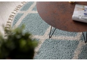 styldomova Modrý shaggy koberec Berber Troik A0010 kruh