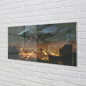 Nástenný panel  Mesto v noci dym monštier 120x60 cm