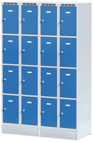 Alfa 3 Šatníková skrinka S6 na sokli s úložnými boxami, 8 boxov, 1920 x 600 x 500 mm, otočný zámok, oranžové dvere