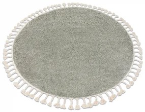 Okrúhly koberec BERBER 9000,  zelená -strapce, Maroko, Shaggy