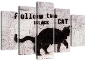 Obraz na plátně pětidílný Textura betonu Black Cat - 150x100 cm