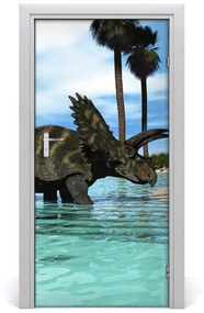 Samolepiace fototapety na dvere Dinozaury na pláži 85x205 cm