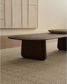 Tmavohnedý konferenčný stolík z dubového dreva 64x146 cm Pirita – Kave Home