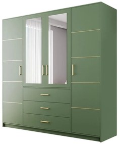 Skriňa Bali D4 zelená/zrkadlo