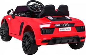 Ramiz Audi R8 na batérie pre deti Červená + diaľkové ovládanie + EVA + pomalý štart + MP3 LED