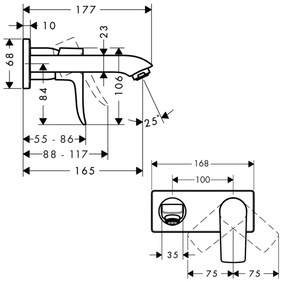 Hansgrohe Metris - Umývadlová batéria pod omietku, chróm 31085000