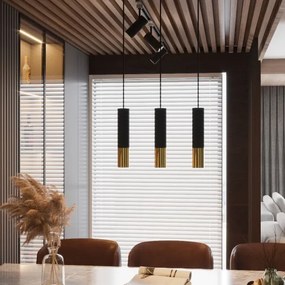 Sollux SL.0953 - Luster na lanku LOOPEZ 2xGU10/10W/230V čierna/zlatá