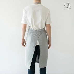 Svetlosivá ľanová zástera Linen Tales Chef, dĺžka 100 cm