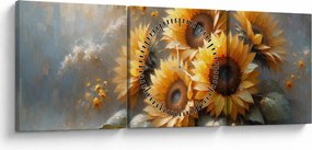 Obraz - Maľba slnečníc (s hodinami) (90x30 cm)