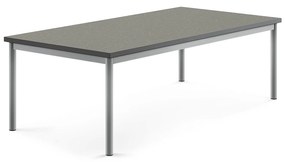 Stôl SONITUS, 1600x800x500 mm, linoleum - tmavošedá, strieborná