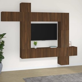 9-dielna súprava TV skriniek hnedý dub spracované drevo