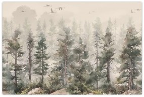 Obraz - Borovicový les I., aquarel (90x60 cm)