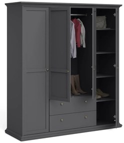 Sivá šatníková skriňa 181x201 cm Paris – Tvilum