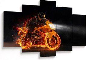 Obraz - Motorkár s plameňmi (150x105 cm)