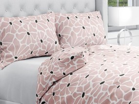 Biante Bavlnené posteľné obliečky Sandra SA-483 Hnedoružové designové kvety na bielom Jednolôžko 140x200 a 70x90 cm