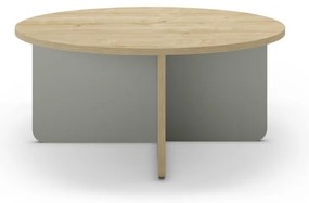 Svetlozelený/v prírodnej farbe okrúhly konferenčný stolík s doskou v dubovom dekore ø 80 cm Hillary – Marckeric